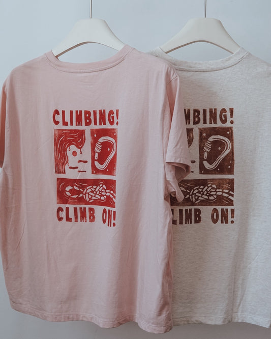Rock Climbing "Climb On" ✸ Hand-printed Women Boxy T-Shirt