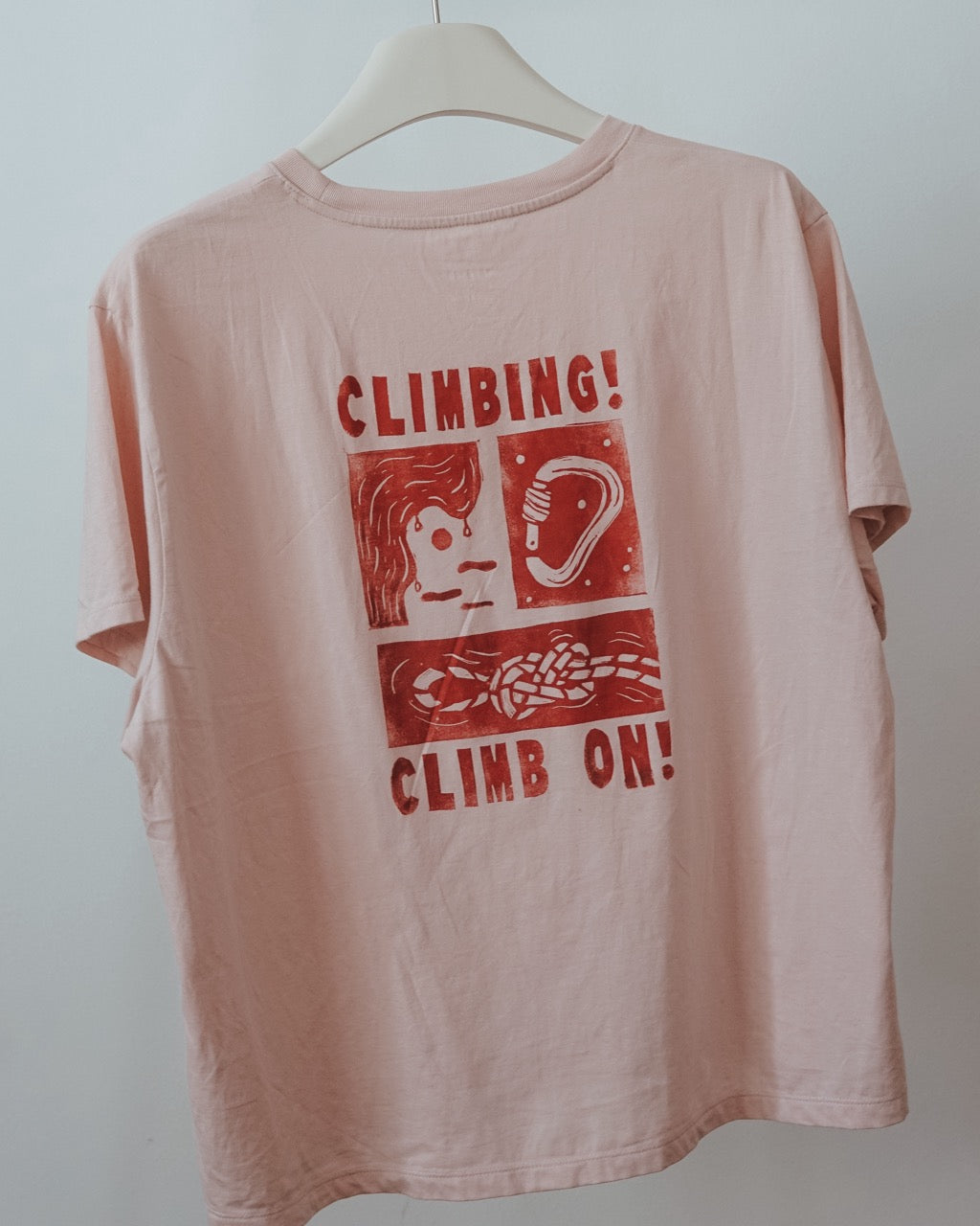 Rock Climbing "Climb On" ✸ Hand-printed Women Boxy T-Shirt