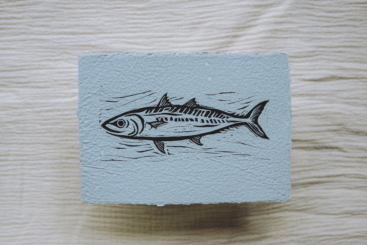 Mackerel ✸ Linocut A6 Print