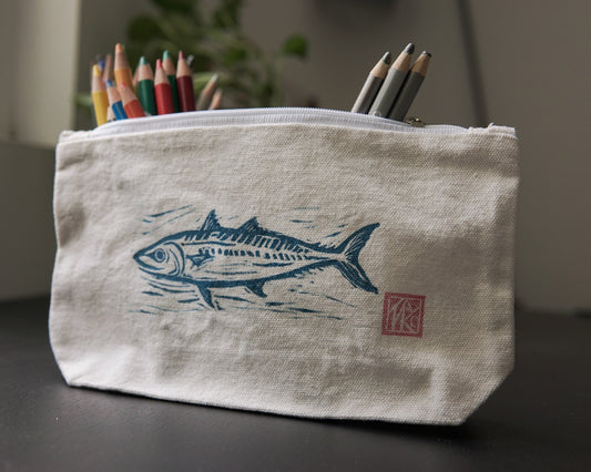 Mackerel ✸ Handprinted Medium Pouch