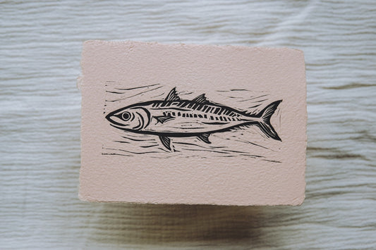 Mackerel ✸ Linocut A6 Print