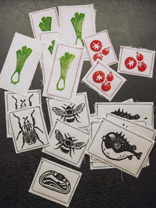 Handprinted Iron-on Fabric Patch - Single