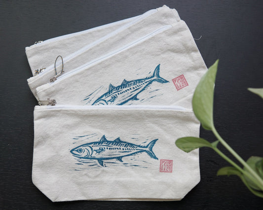 Mackerel ✸ Handprinted Medium Pouch