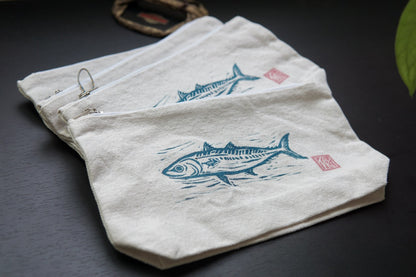 Mackerel ✸ Handprinted Medium Pouch