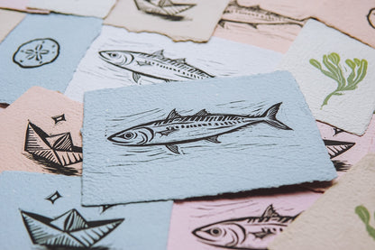 Mackerel ✸ Linocut A6 Print