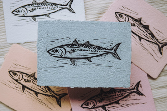 Mackerel ✸ Linocut A6 Print