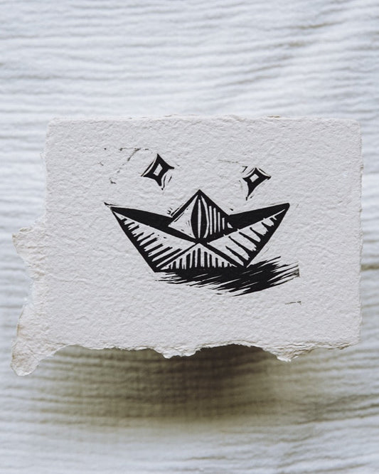 Paper Boat ✸ Linocut A7 Print